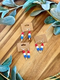 Bomb Pop Earrings – Patriotic Rocket Pop Dangle Jewelry – Red White Blue Summer Accessories – Fun Ice Pop Earrings for 4th of July