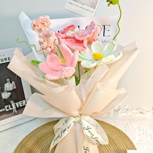 Crochet Bouquet,Crochet Flowers,Handmade Flowers,Floral Decoration,Eternal,Birthday Flower,Graduation Bouquet,Housewarming Gift,Gift for Mom