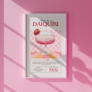 Zestaw 6 wydruków koktajlowych w stylu retro – NATYCHMIASTOWE POBIERANIE CYFROWE, kolorowa sztuka ścienna z koktajlami | Modny plakat z napojami | Dekoracja wózka barowego | Sztuka do druku