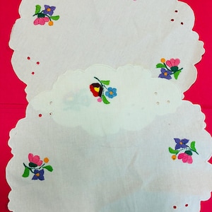 Pair of Vintage Embroidered Doilies