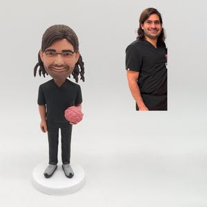 Neurologist Bobblehead, Custom Doctor Figurine from Photo, Brain Model