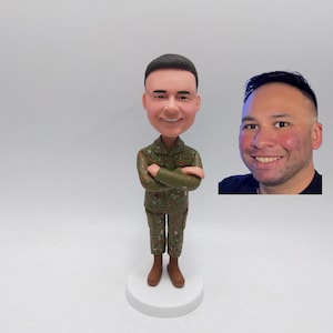 Custom Military Bobblehead in Navy Camouflage – Personalized Figurine Gift for Soldier, Navy Officer or Veteran Made from Your Photo