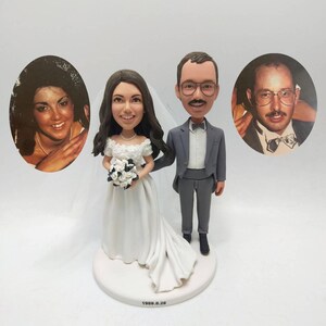 Benutzerdefinierte Hochzeitspaar Bobblehead Figur vom Foto, personalisierte Braut Bräutigam Kuchen Topper, einzigartiges Jubiläumsgeschenk für Brautpaare