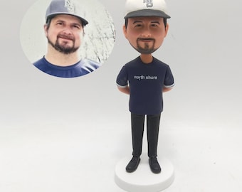 Custom Figurine from Photo, Bobblehead for Him, Baseball Cap Casual Style Gift