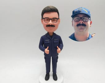 Custom Coast Guard Bobblehead in Uniform with Thumbs Up Pose from Photo – Personalized Gift for Service Members or Veterans