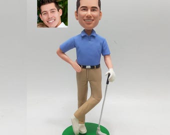 Custom golfer bobblehead personalized from photo – unique golf lover gift for Father’s Day, retirement, birthday, or sports fan decor
