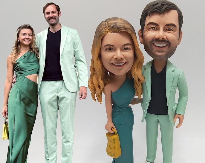 Custom Couple Bobblehead Personalized Anniversary Wedding Gift for Husband Wife Unique Handmade Figurine from Photo Special Keepsake