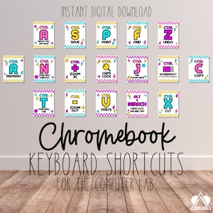 Chromebook Keyboard Shortcuts Posters for Computer Lab | Technology Lab Decor | Chromebook Shortcuts | Tech for Kids