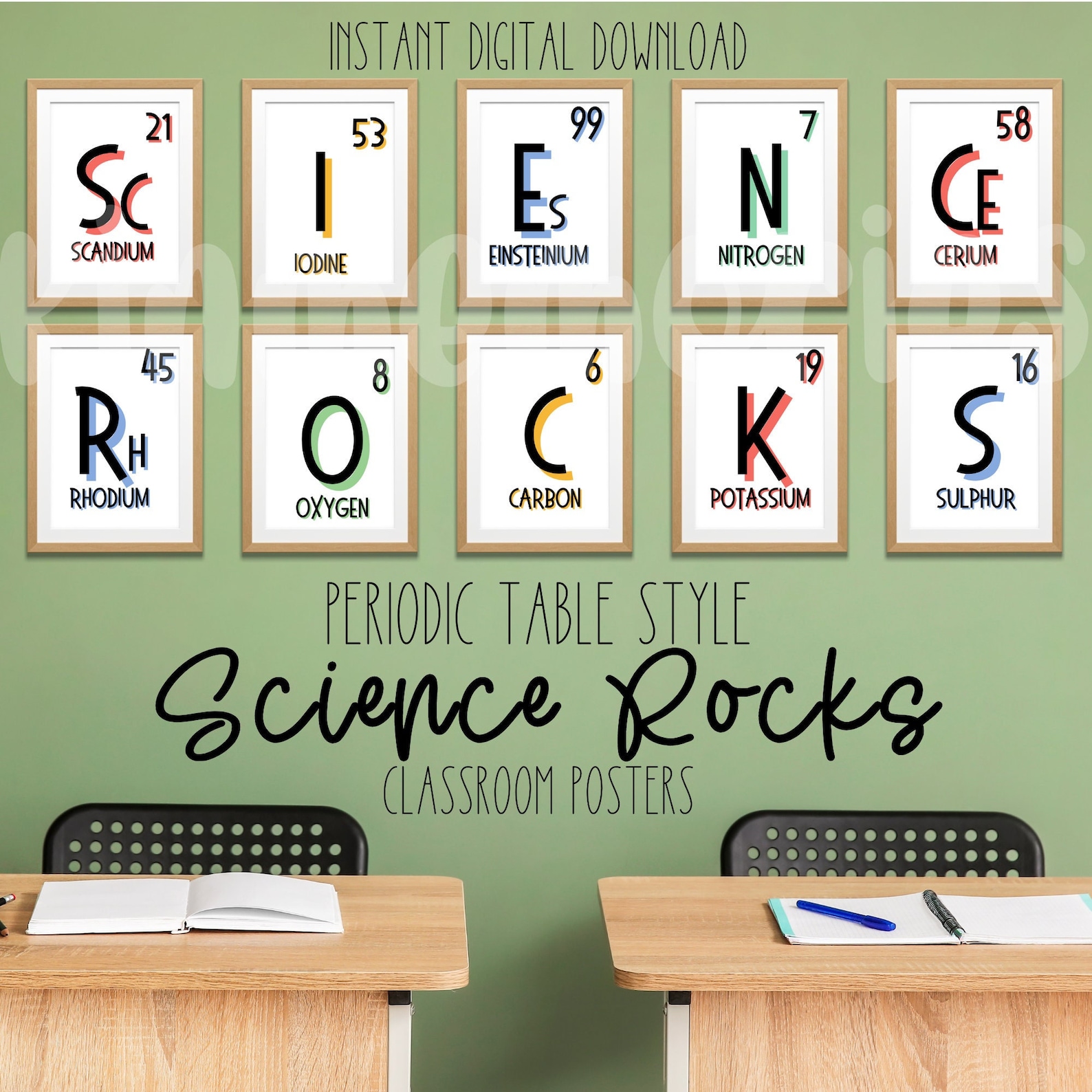 Science Rocks Periodic Table Style Classroom Posters INSTANT DIGITAL ...