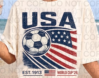 USA World Cup 2026 PNG | Vintage USA Soccer Shirt Design | American Soccer Fan Graphic