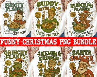 Funny Christmas Character Cereal Png Bundle, Cereal Christmas png, Christmas Movie png, Retro Christmas png, Funny Christmas png, Bundle png