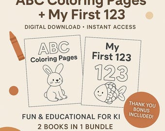 ABC Coloring Pages & 123 Bundle: Fun Learning Printables (Digital Download)