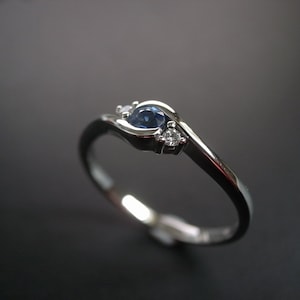 Unique Engagement Ring | Blue Sapphire Ring | Anniversary Ring | Diamond Engagement Ring | Three Stones Ring | Gift for her | Gemstone Ring