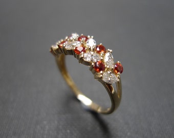 Marquise Diamond and Citrine Wedding Ring 14K Yellow Gold, Diamond Ring, Diamond Band, Diamond Engagement Ring, Marquise Ring, Citrine Ring