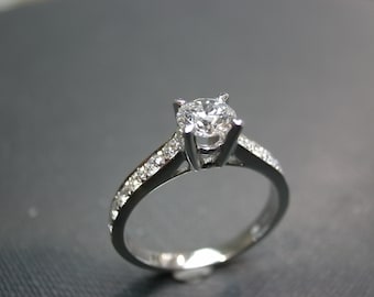 Pave Set Diamond Engagement Ring in 14K White Gold