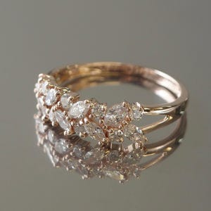 Marquise diamond wedding ring in 14K solid rose gold