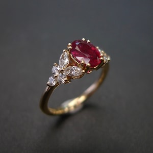 Ruby Ring | Ruby Engagement Ring | Red Gemstone Ring | Unique Engagement Ring | Oval Ring | Raw Stone | Gemstone Ring | Birthstone Ring