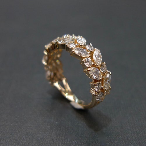 Marquise Diamond Wedding Ring in 14K Gold Marquise Diamond | Etsy