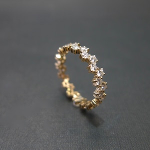 Unique Wedding Diamond Ring, Eternity Diamond Ring, Diamond All Around The Ring, Wedding Band Ring in 14K Yellow Gold