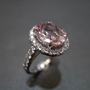 Pink Champagne Morganite and Marquise Diamond Engagement Ring 18K Solid White Gold, Moissanite and Lab Grown Diamond Morganite Jewelry