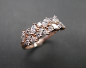 Marquise Diamond Wedding Ring in 14K Solid Rose Gold | Wedding Jewelry Ring for Women | Optional Moissanite and Lab Diamond Engagement Ring