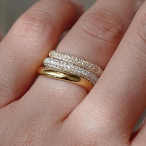 14K Yellow Gold Wave Diamond Wedding Band: Handmade Fine Jewelry