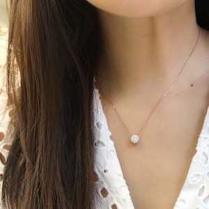 Pave Set Diamond Road Circle Everyday Pendent Necklace in 14K Rose Gold