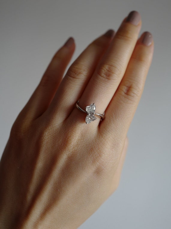 Double heart engagement ring deals