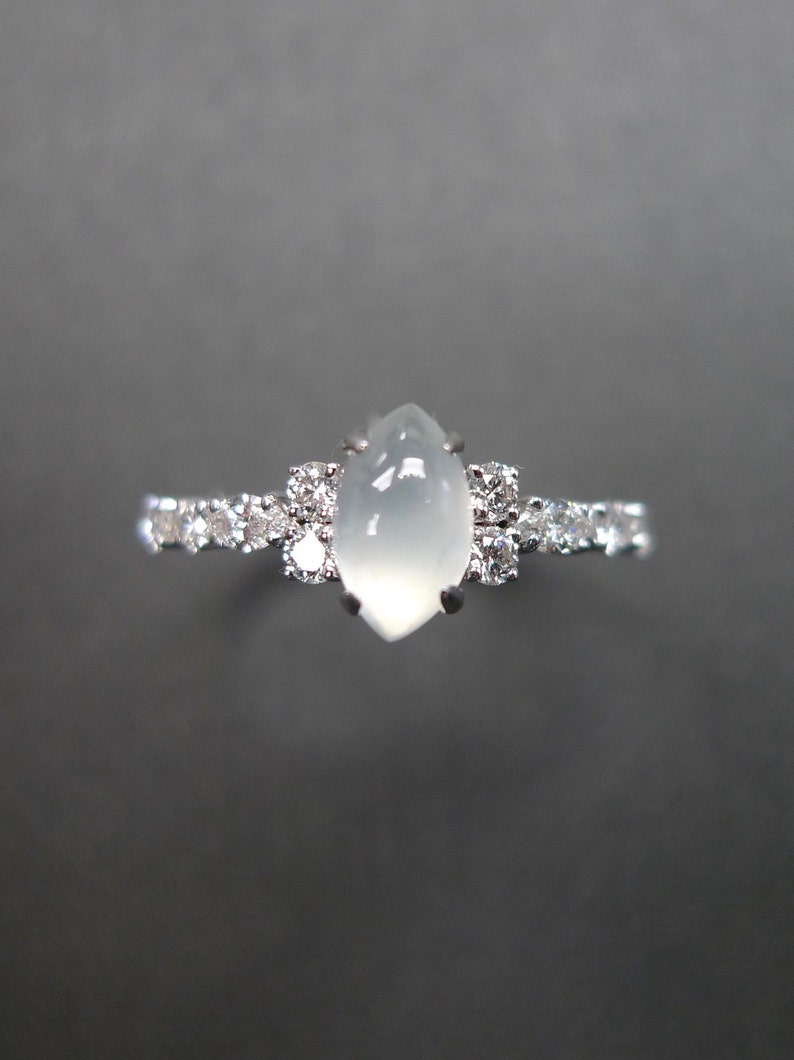 marquise diamond ring, jade ring, jade jewelry, white jade engagement ring, marquise jade ring, jade moissanite ring, lab grown diamond ring, lab diamond jewelry, moissanite jewelry, icy white jade ring