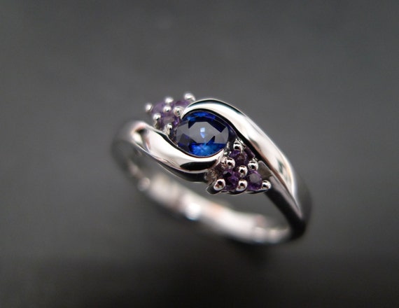 Blue sapphire and amethyst ring sale