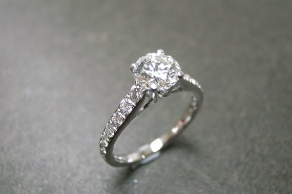 Diamond Engagement Ring in 14K White Gold - Etsy