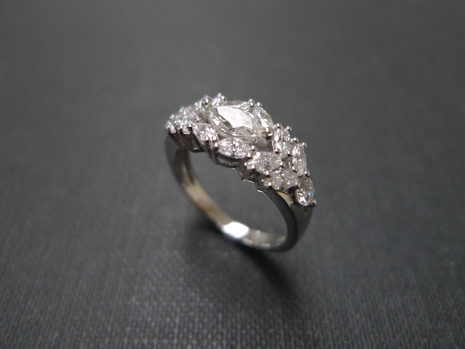 Marquise Diamond Engagement Ring in 14K White Gold Etsy
