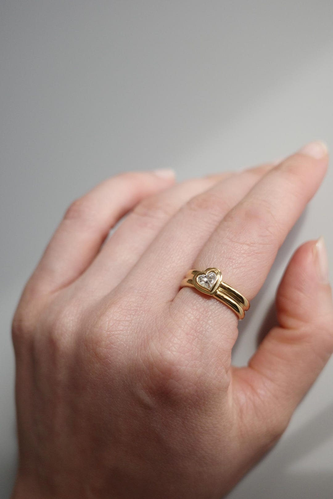 0.50ct Heart Diamond Ring in 14K Yellow Gold | Bezel Set Heart ...