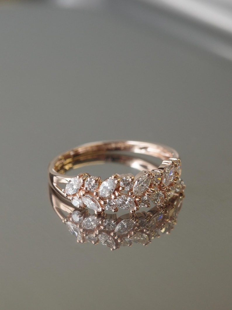Alternating marquise and round diamond band by HN Jewelry