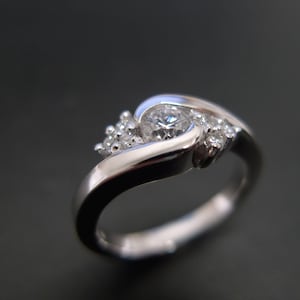 Anel de noivado de diamantes em ouro branco 14K, aliança de casamento de diamantes, anel de diamantes, anel de noivado exclusivo, joias personalizadas, anéis femininos
