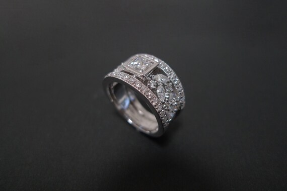 Wide band princess cut diamond ring deals