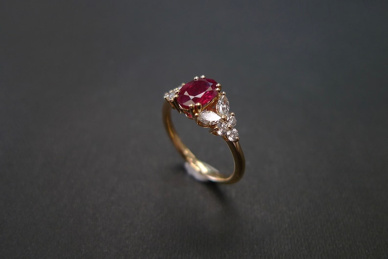 ruby ring, ruby engagement ring, engagement ring, unique engagement ring, oval ring, marquise ring, marquise diamond ring, ruby jewelry, red gemstone ring, ruby diamond ring, diamond ring, unique gift, mother ring, raw stone ring, birthstone ring