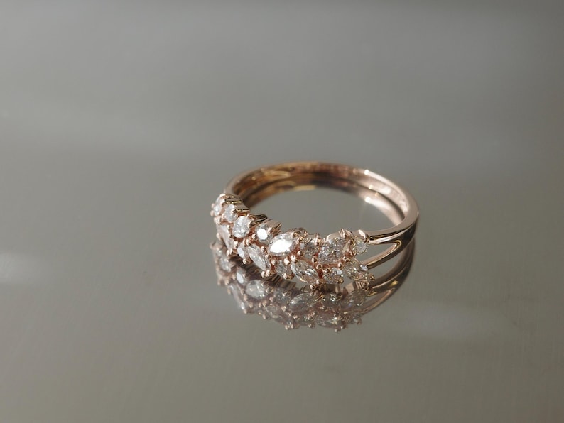 14K rose gold marquise ring with brilliant natural diamonds