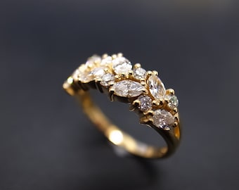Marquise Diamond Wedding Ring in 14K Gold, Marquise Diamond Engagement Ring, Best Man Made Lab Grown Diamond Jewelry, Moissanite Stone Ring