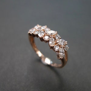 Marquise diamond ring, rose gold ring, wedding ring, wedding band, rose gold wedding ring, unique ring, unique wedding ring, unique jewelry, engagement ring, unique engagement ring, bridal ring, rose gold jewelry, anniversary, gift for her, jewelry