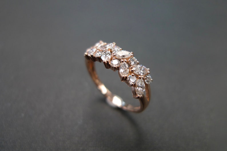 Marquise diamond ring, rose gold ring, wedding ring, wedding band, rose gold wedding ring, unique ring, unique wedding ring, unique jewelry, engagement ring, unique engagement ring, bridal ring, rose gold jewelry, anniversary, gift for her, jewelry