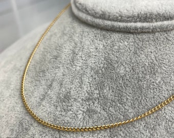 Diamond Cut Curb Chain Necklance in 18k Yellow Gold, everyday necklace, Dainty Jewelry, Delicate necklace