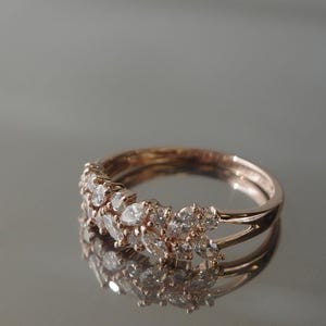Unique rose gold marquise diamond stacking ring