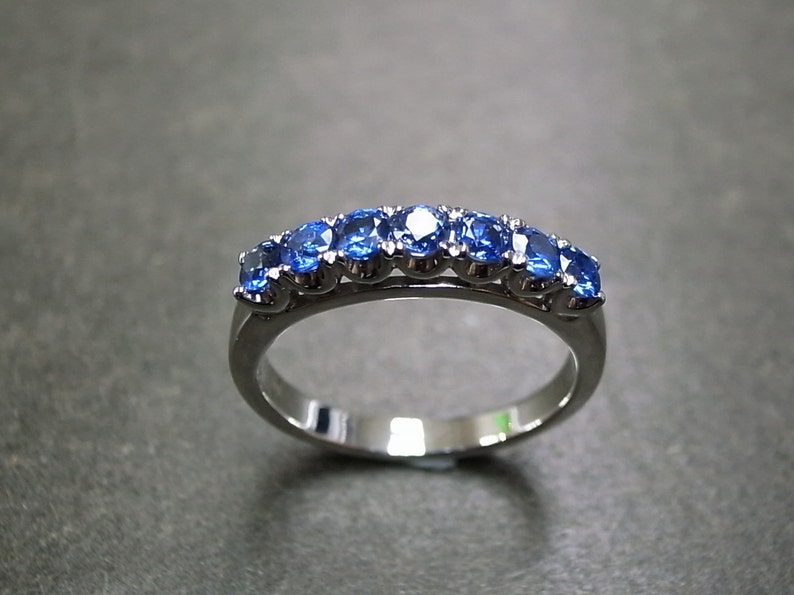 Blue Sapphire Wedding Ring in 18K White Gold Blue Sapphire - Etsy
