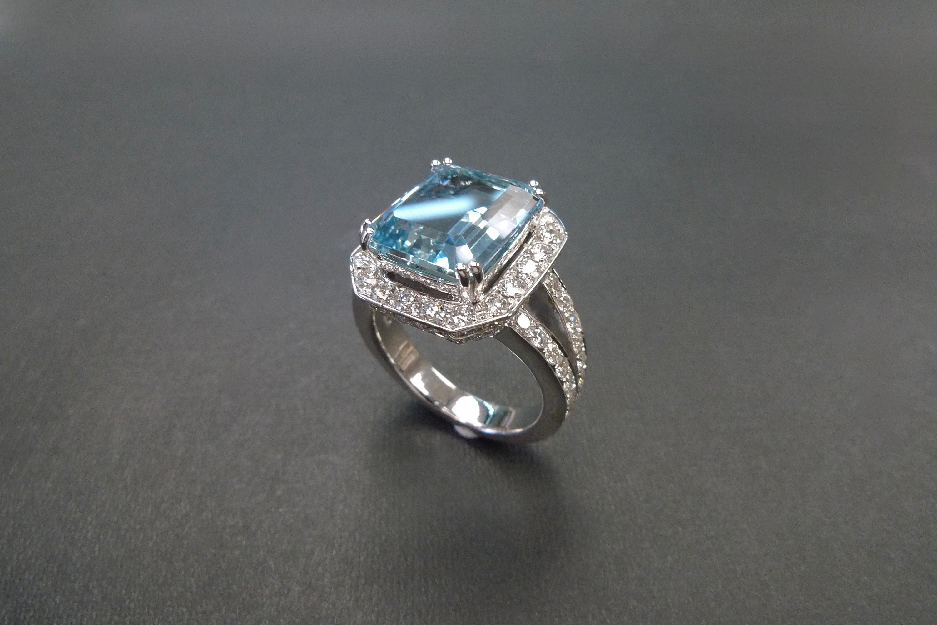 5.13ct Natural Black Diamond Emerald Cut 14k White Gold Ring