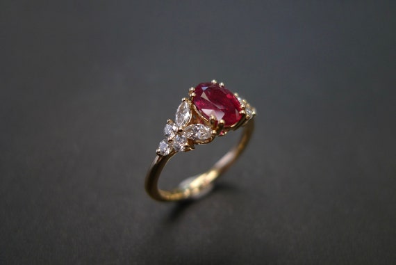 Ruby Ring | Ruby Engagement Ring | Red Gemstone Ring | Unique Engagement Ring | Oval Ring | Raw Stone | Gemstone Ring | Birthstone Ring