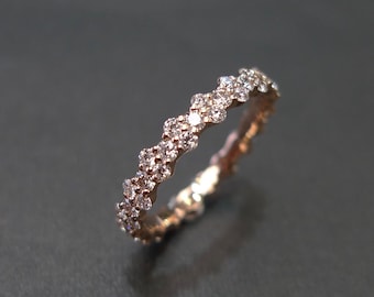 Diamond Eternity Rose Gold Pattern Ring Band