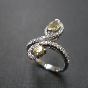 Marquise Shape Yellow Diamond Engagement Ring in 14K White Gold Personalized Special Custom Made Gift for women