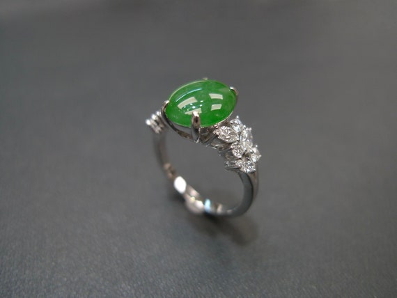 Anillo de de jade anillo de compromiso de diamante - Etsy México