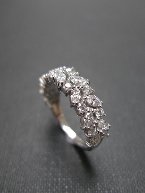 Marquise shaped palladium eternity ring with diamonds totalling 0.16ct